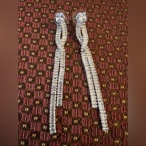 Silver Linear Drop Dangle Earrings